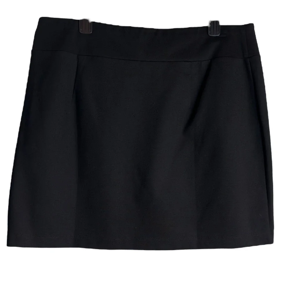 Eileen Fisher XL‎ Black Mini Skirt Doubleknit Flex Ponte Fabric NWT